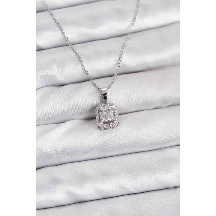 BFS 316L Çelik Zincir Gümüş Renk Baget Model Kadın Kolye