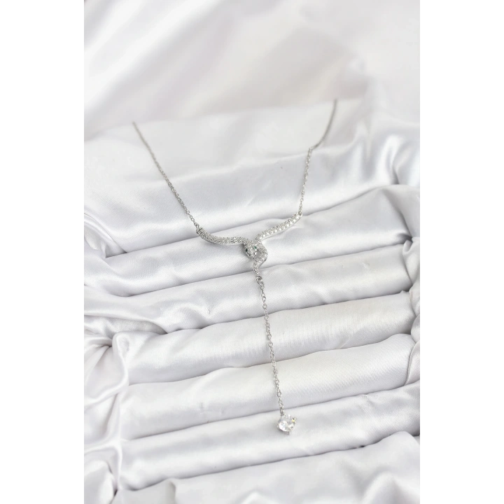 BFS 316L Çelik Zincir Gümüş Renk Yılan Model Y Kolye