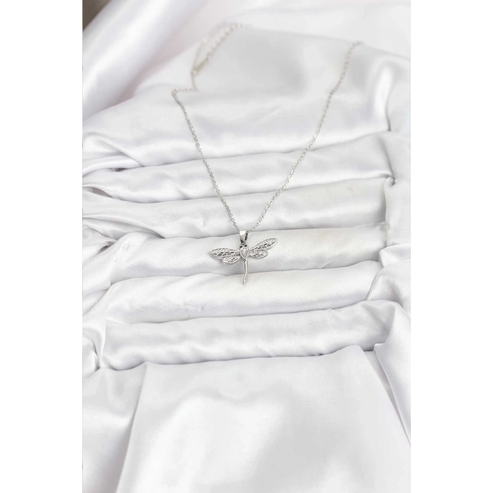 BFS 316L Çelik Zincir Gümüş Renk Yusufçuk Model Kadın Kolye