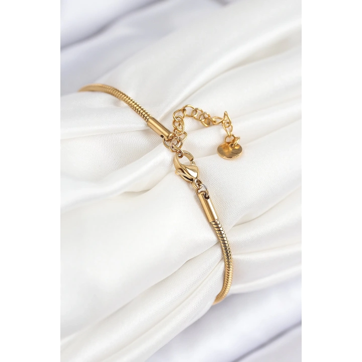 BFS 316L Çelik Zirkon Taşlı Göz Charm Model Gold Renk Kadın Bileklik