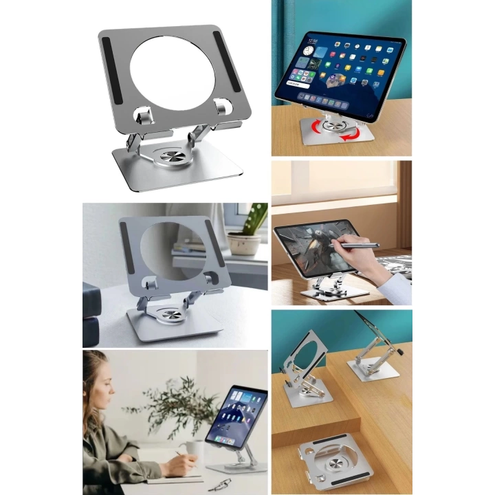 BFS  360 Derece Dönebilen Yükseltilmiş Masaüstü Ayarlanabilir  Metal Tablet Standı