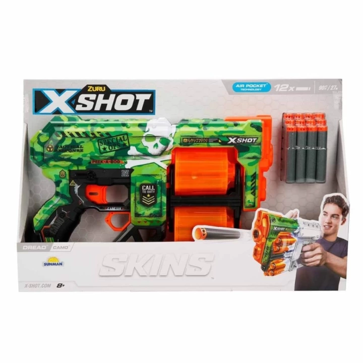 BFS  36517 X-Shot Skins Dread 12 Mermili Sünger Dart Atan Silah 31 cm-Sunman