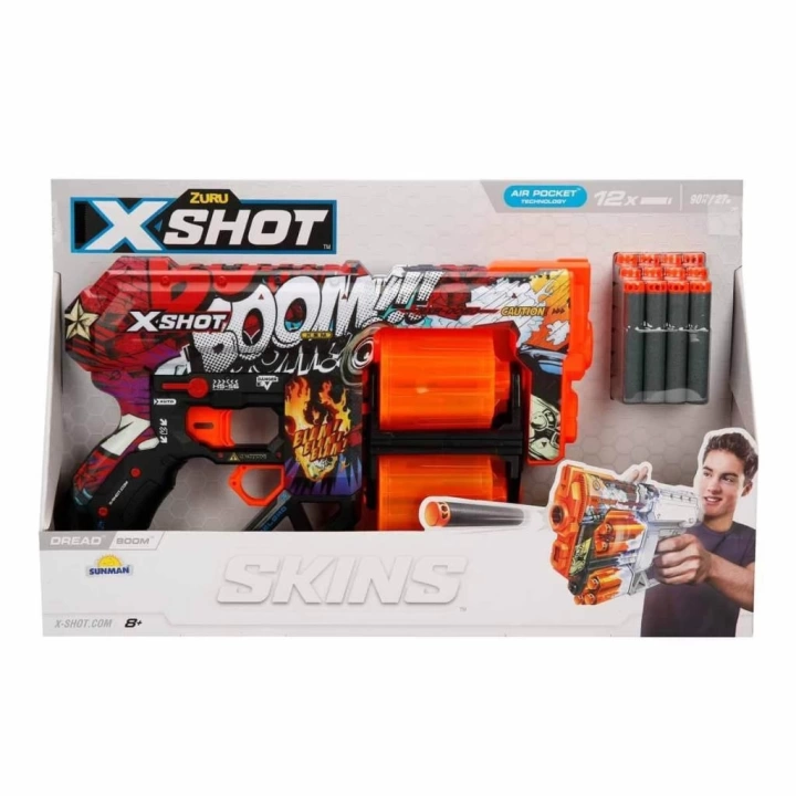 BFS  36517 X-Shot Skins Dread 12 Mermili Sünger Dart Atan Silah 31 cm-Sunman