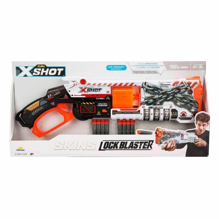 BFS  36606 X-Shot Skins Lock Blaster 16 Mermili Sünger Dart Atan Silah 56 cm -Sunman