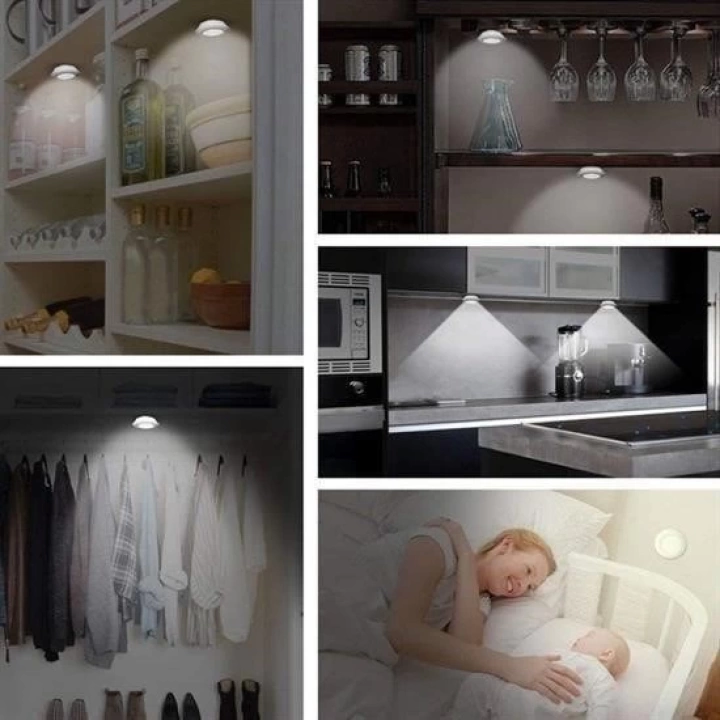 BFS  3lü Uzaktan Kumandalı Pilli Yapışkanlı Kablosuz Led Spot Lambalar