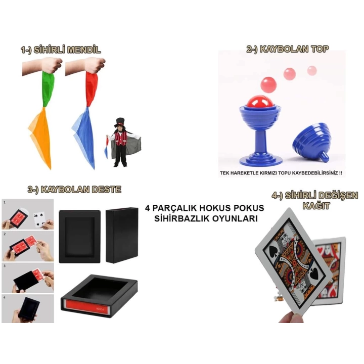 BFS   4&amp;#39;lü Sihirbazlık Seti – Hokus Pokus Sihirli Numara Seti