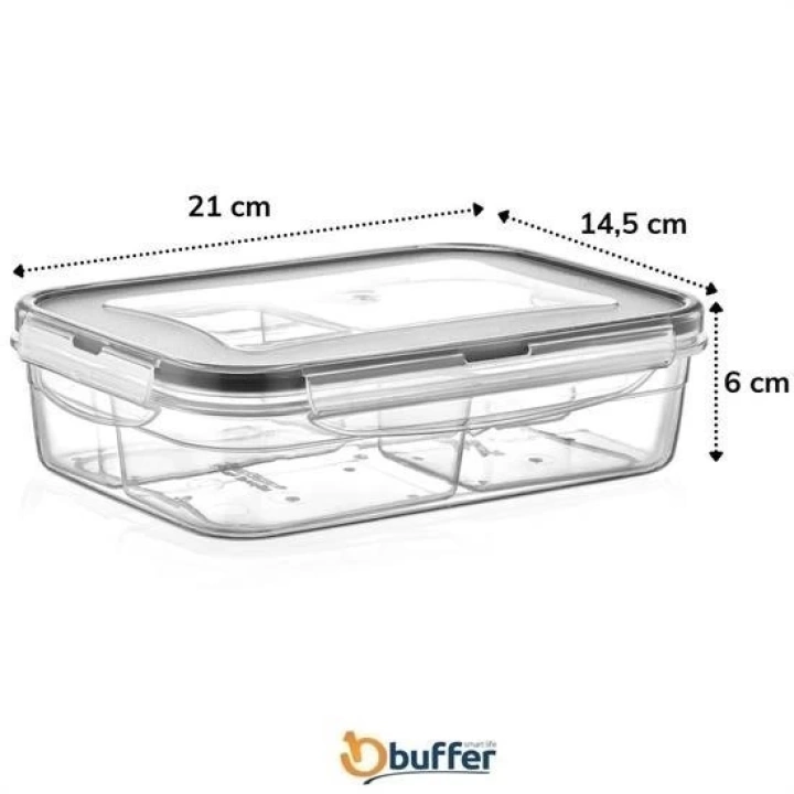 BFS  4 Bölmeli Sızdırmaz Contalı Kilitli Kapaklı 1 Litre Erzak Saklama Kabı -LC520