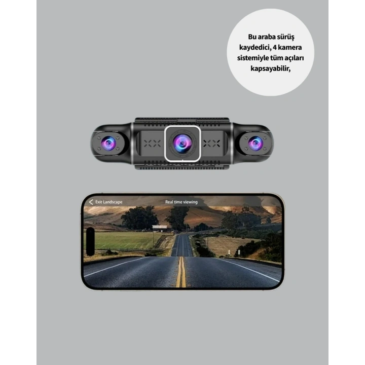 BFS 4 Kameralı Araç İçi Kamera 1080P GPS Takip WiFi Gece Görüşlü