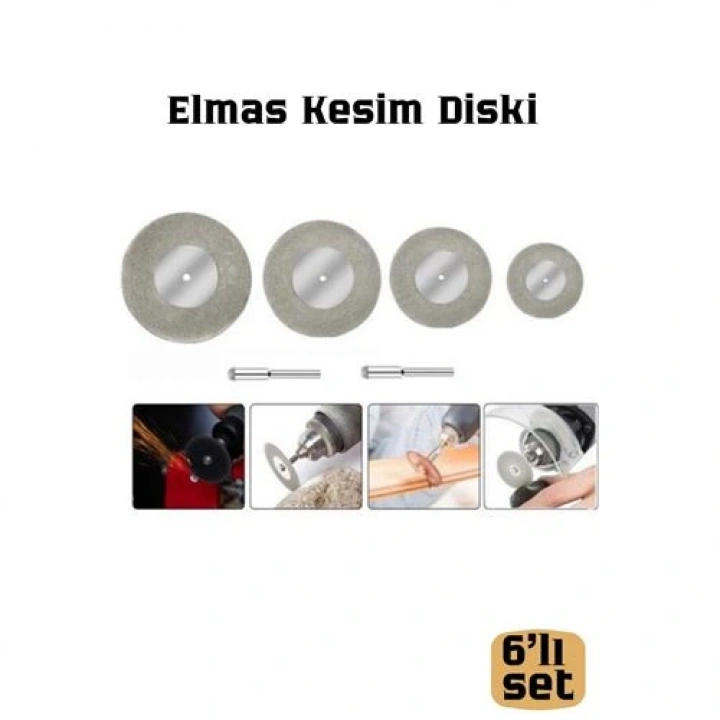 BFS 4lü Set Elmas Kesim Diski Gravür Ucu Taş Cam Seramik Mermer Metal Kesme ve Aşındırma Diski