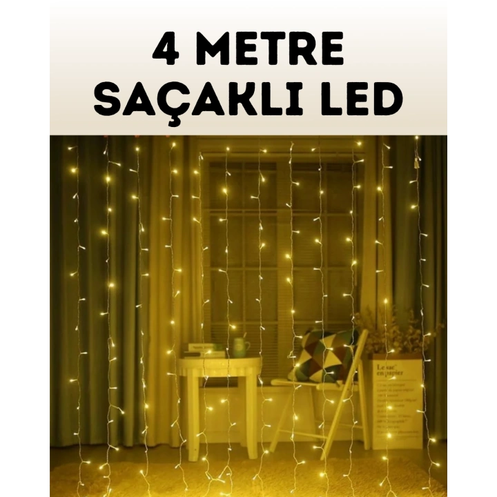 BFS 4 Metre Şelale Perde Led Işık Dış Mekan İç Mekan Uyumlu
