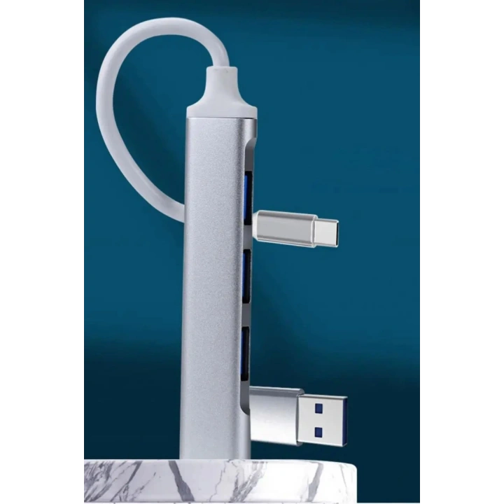 BFS  4 Portlu Bağlantı İstasyonu Ultra İnce USB Bölücü TYPE-C tipi Çoklu Arayüz Adaptörü Multi Usb Çoklayıcı