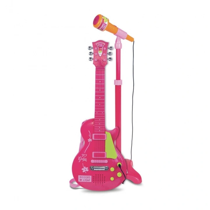 BFS 45872  Elektronik Gitar Ayaklı Mikrofon Müzik Seti Pembe -