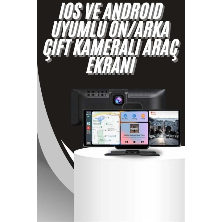 BFS 4K 10.2 İnç Çift Kameralı Araç Multimedya Ekranı CarPlay Kablosuz Tüm Cihazlara Uyumlu