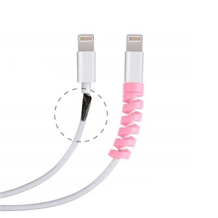 BFS  4lü Apple, Android Şaj Kablosu Koruyucu Silikon Spiral Yay Aparat