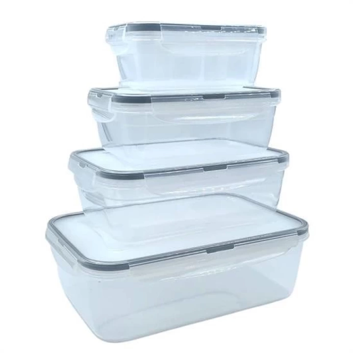 BFS  4lü İç İçe Sızdırmaz Contalı Kilitli Kapaklı Plastik Erzak Saklama Kapları LC315