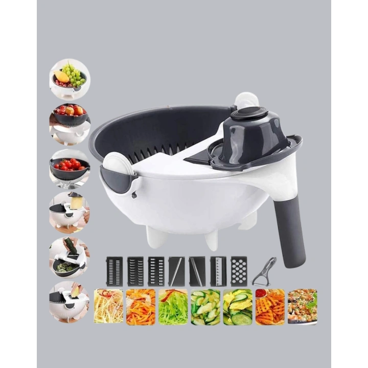 BFS 5 Fonksiyonlu Döner Rende Süzgeçli Çok Amaçlı Sebze Doğrayıcı Kaymaz Tabanlı