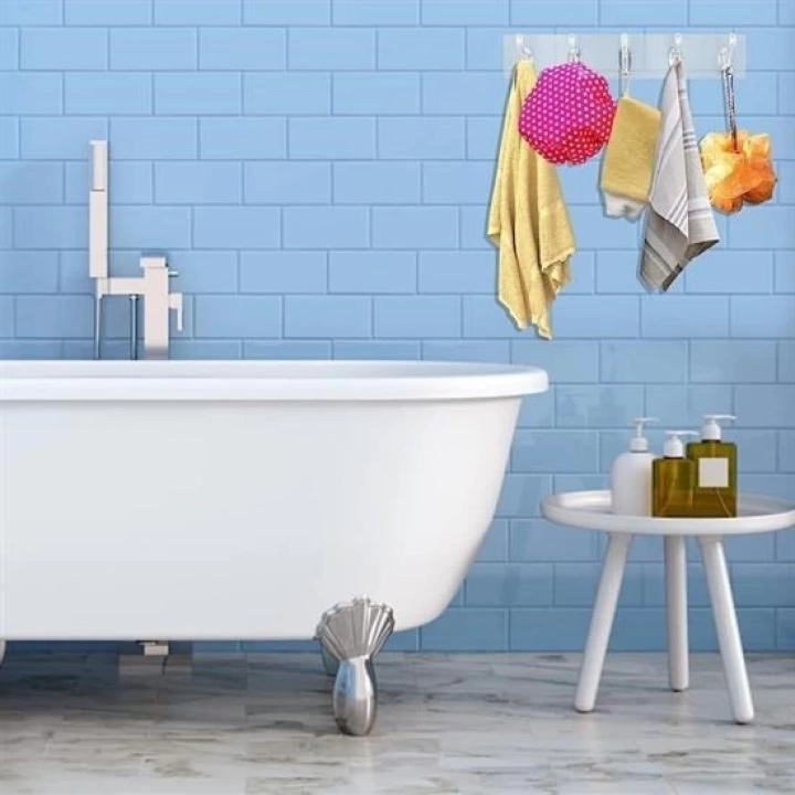 BFS  5li Güçlü Yapışkanlı Şeffaf Duvar Askısı Banyo Mutfak Düzenleyici Pratik Askılık
