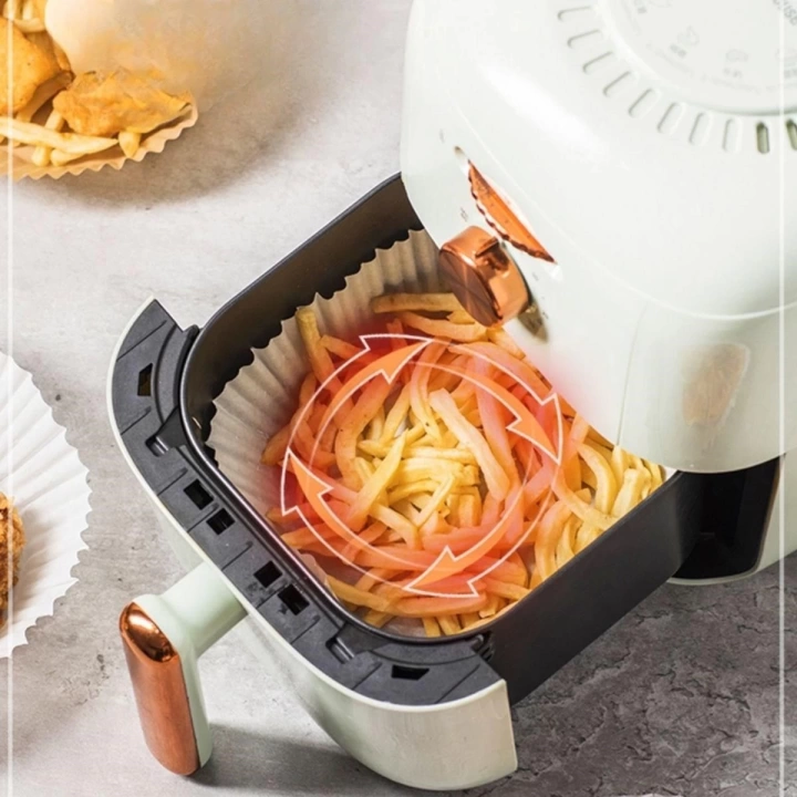 BFS  50 Adet 20 cm Air Fryer Pişirme Kağıdı Tek Kullanımlık Yağ Geçirmez Yuvarlak Tabak Model PVC