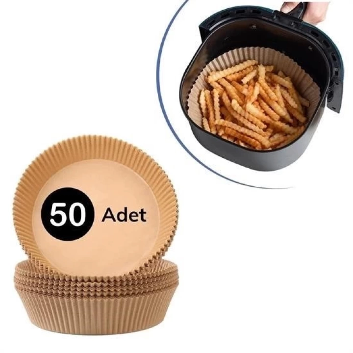 BFS 50 Adet Air Fryer Pişirme Kağıdı Tek Kullanımlık Hava Fritöz Yağ Geçirmez Yapışmaz Tabak Model