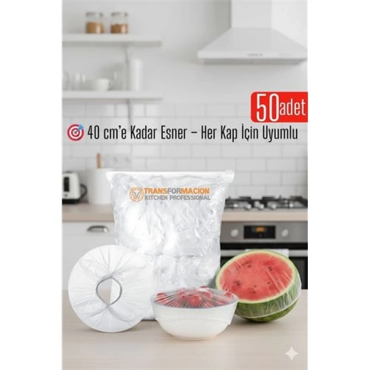 BFS 50li Tabak Bonesi - 40 cm Esnek Streç Kapak Seti, Gıda Bonesi Koruma İçin