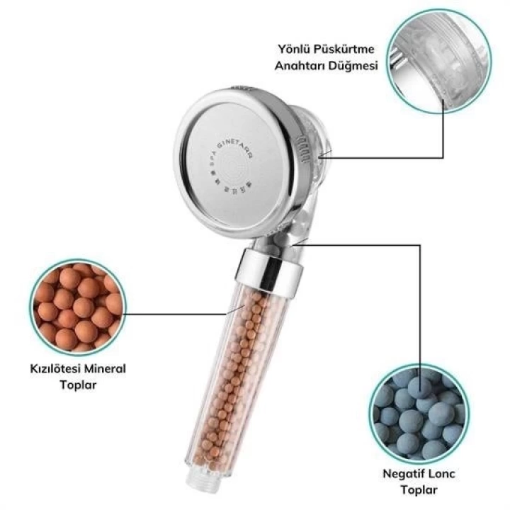 BFS  %50 Su Tasarruflu ve Arıtmalı Doğal Taşlı Banyo El Duş Başlığı