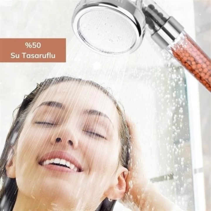 BFS  %50 Su Tasarruflu ve Arıtmalı Doğal Taşlı Banyo El Duş Başlığı