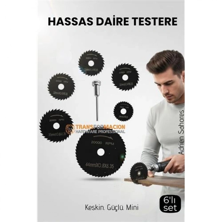 BFS 6lı Karbür Çelik Mini Daire Testere Seti - HSS Döner Kesici Bıçak ve Mandren Takımı