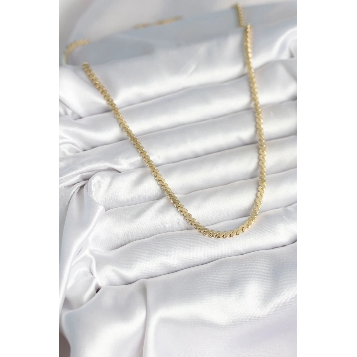 BFS 60 cm Gold Renk Pirinç Yassı Zincir Model Kadın Kolye