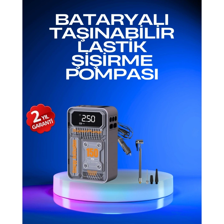 BFS 6000mAh Bataryalı LED Ekranlı Akıllı Hava Kompresörü
