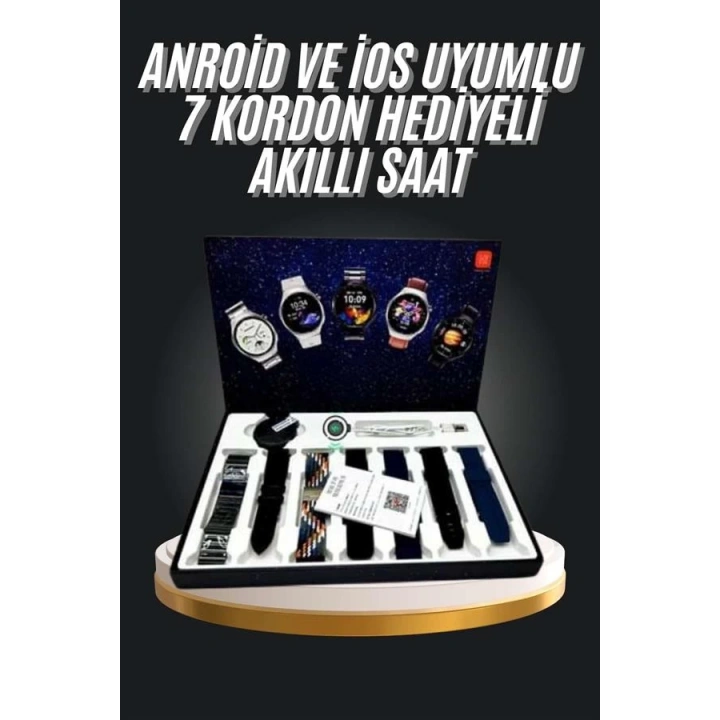 BFS 7 Kordonlu Akıllı Saat Siyah Kasa Dokunmatik Ekran Uyku ve Sağlık Takibi