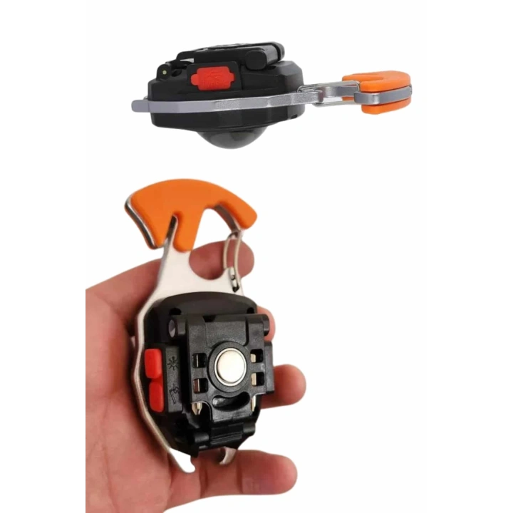 BFS 7 Modlu Mini Led Lamba Anahtarlık USB Şarjlı Kamp İçin Taşınabilir