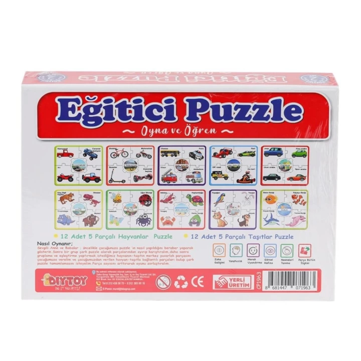 BFS   7196 Çark Puzzle Hayvanlar Taşıtlar 60 Parça -Dıytoy