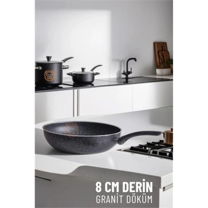 BFS  8 Cm Derin Wok Tava Granit Döküm L.Kinnaird
