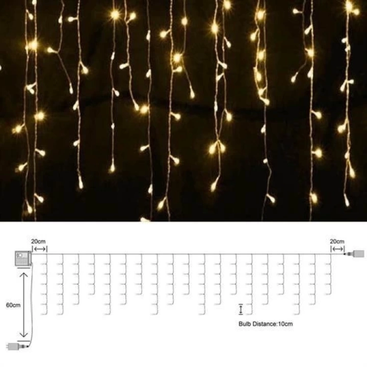 BFS  8 Fonksiyonlu 16 Saçaklı Perde Led 3 x 1 (Günışığı)