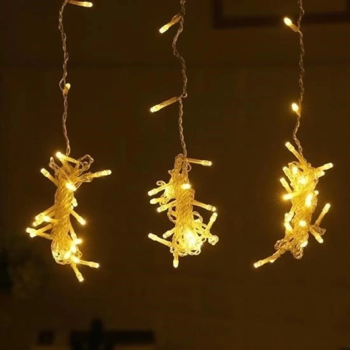 BFS  8 Fonksiyonlu 200 Led 10 Saçak Şerit Led 2x2 Perde İp Led  (Gün Işığı)