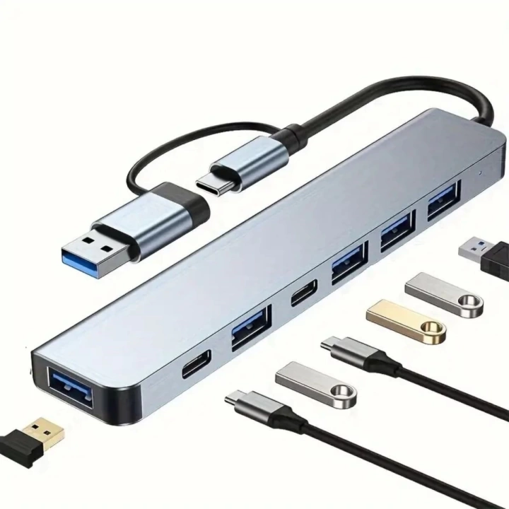 BFS  8 in 1 Usb Çevirici Notebook Macbook Type-C Uyumlu Görüntü Aktarıcı Hub
