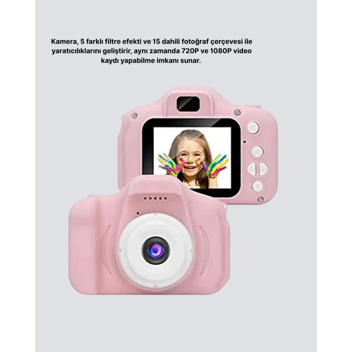 BFS 8 Megapiksel Mini Çocuk Kamerası HD Ekranlı Darbeye Dayanıklı ve Şarjlı