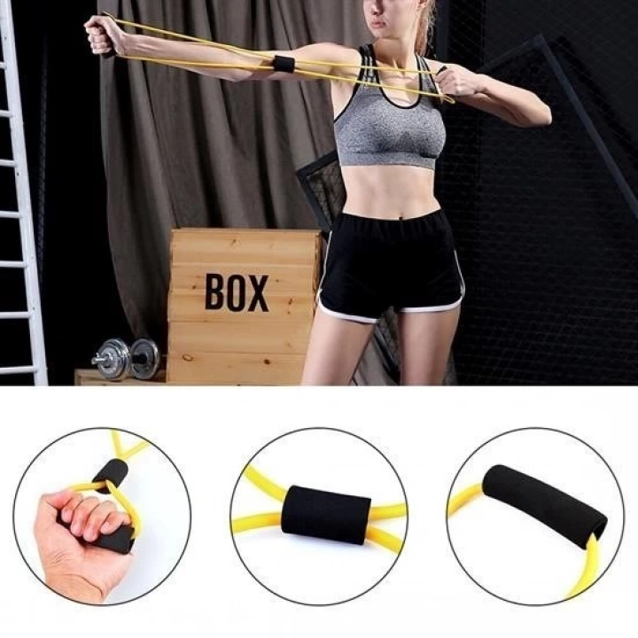 BFS  8 Şeklinde Direnç Bandı Yoga Plates Ve Vücut Geliştirme Egzersiz Bandı