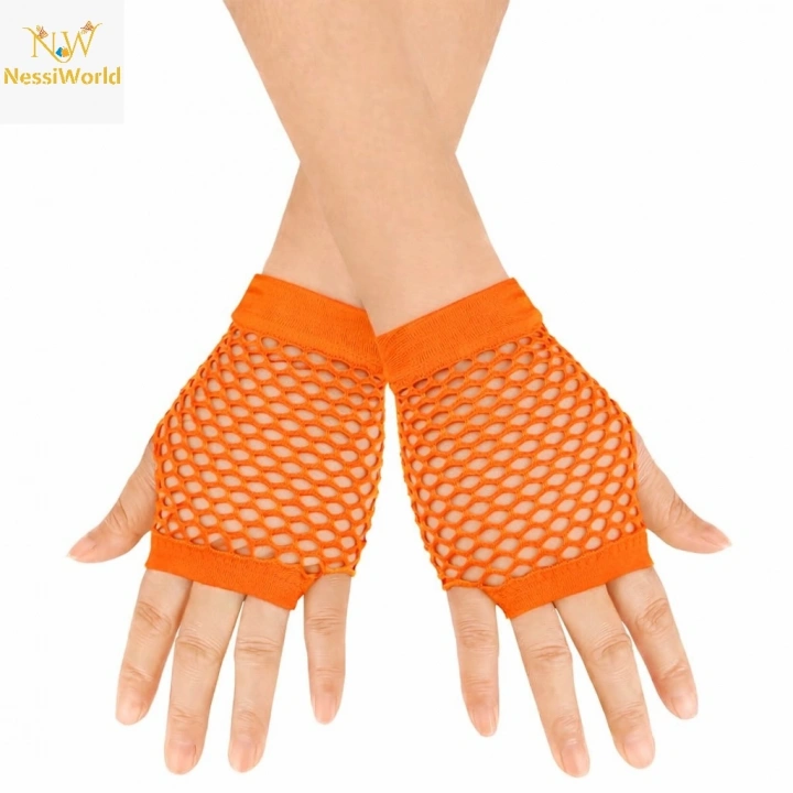 BFS 80’ler 90’lar Retro Neon Turuncu File Parmaksız Kısa Eldiven 11 cm