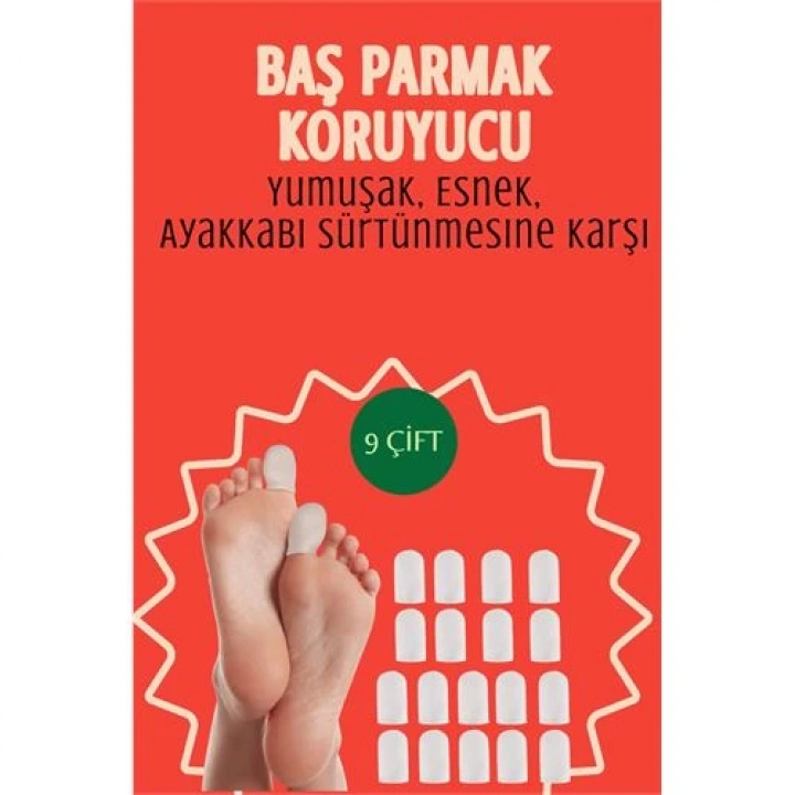 BFS  9 Çift Silikon Parmak Koruyucu – Baş Parmak Uyumlu | Yumuşak, Esnek, Ayakkabı Sürtünmesine Karşı