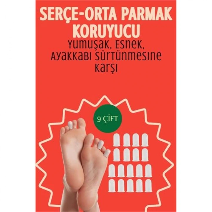 BFS  9 Çift Silikon Parmak Koruyucu – Serçe ve Orta Parmak Uyumlu | Yumuşak, Esnek, Ayakkabı Sürtünmesine Karşı
