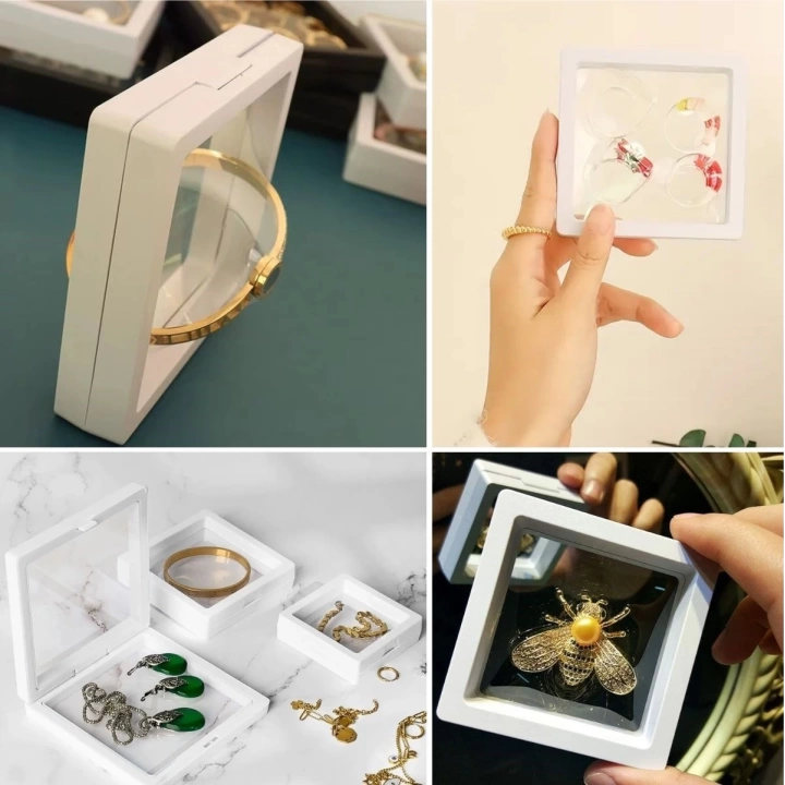BFS   9x9 cm Standlı 3D Takı Ziynet Hatıra Koleksiyon Saklama Kutusu Şeffaf Film Çerçevesi