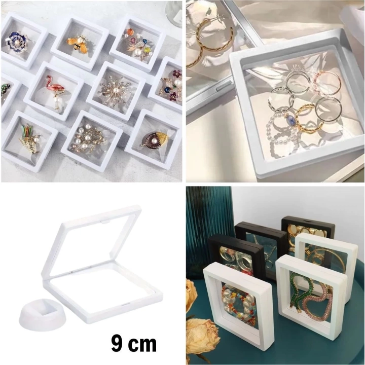 BFS   9x9 cm Standlı 3D Takı Ziynet Hatıra Koleksiyon Saklama Kutusu Şeffaf Film Çerçevesi