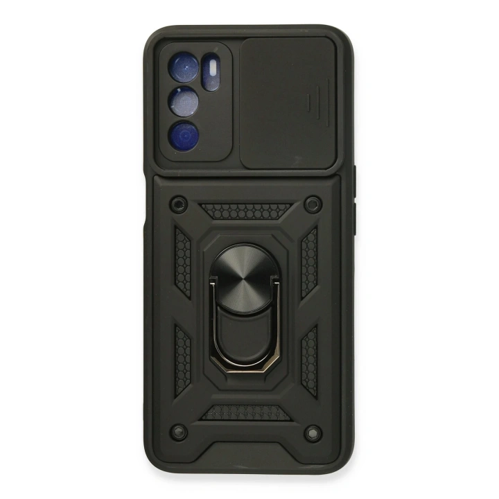 BFS   A16 Kılıf Pars Lens Yüzüklü Silikon - Siyah