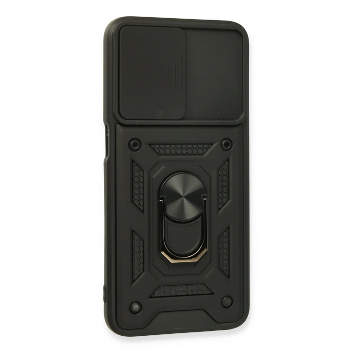 BFS   A16 Kılıf Pars Lens Yüzüklü Silikon - Siyah