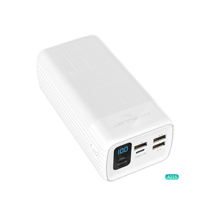 BFS A21S Led Işıklı Powerbank 40.000 mAh - Beyaz