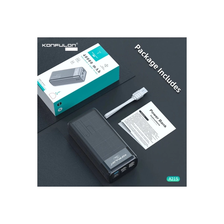 BFS A21S Led Işıklı Powerbank 40.000 mAh - Siyah