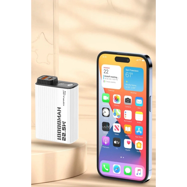 BFS A40Q 10.000 mAh PD 20W Mini Powerbank - Siyah-Beyaz