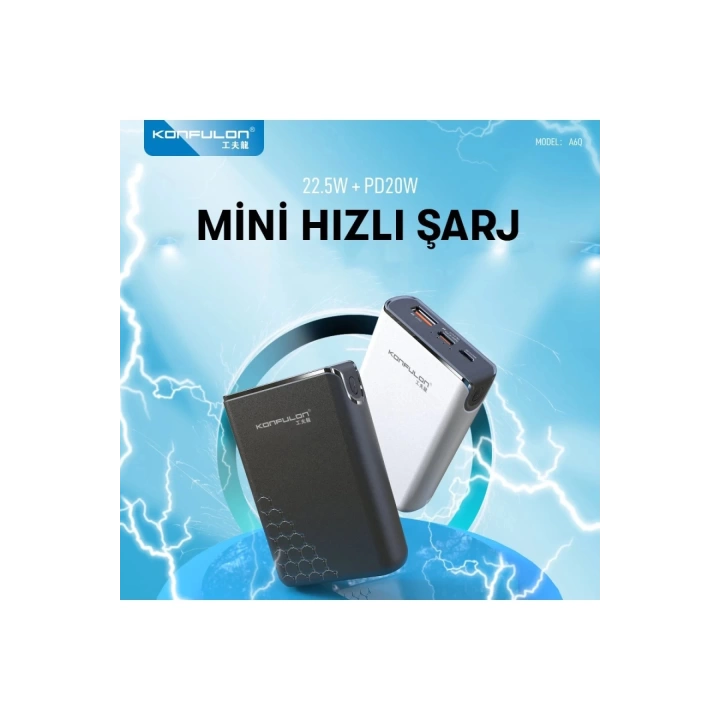 BFS A6Q 22.5W Usb 3.0 ve 20W Type-C Çıkışlı 10.000 mAh PD Powerbank - Beyaz