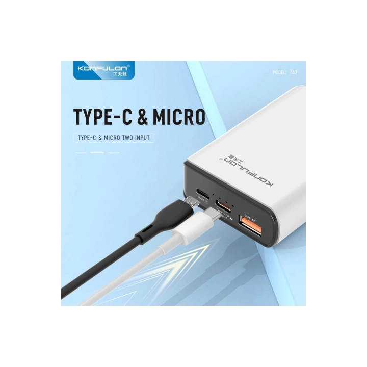 BFS A6Q 22.5W Usb 3.0 ve 20W Type-C Çıkışlı 10.000 mAh PD Powerbank - Beyaz